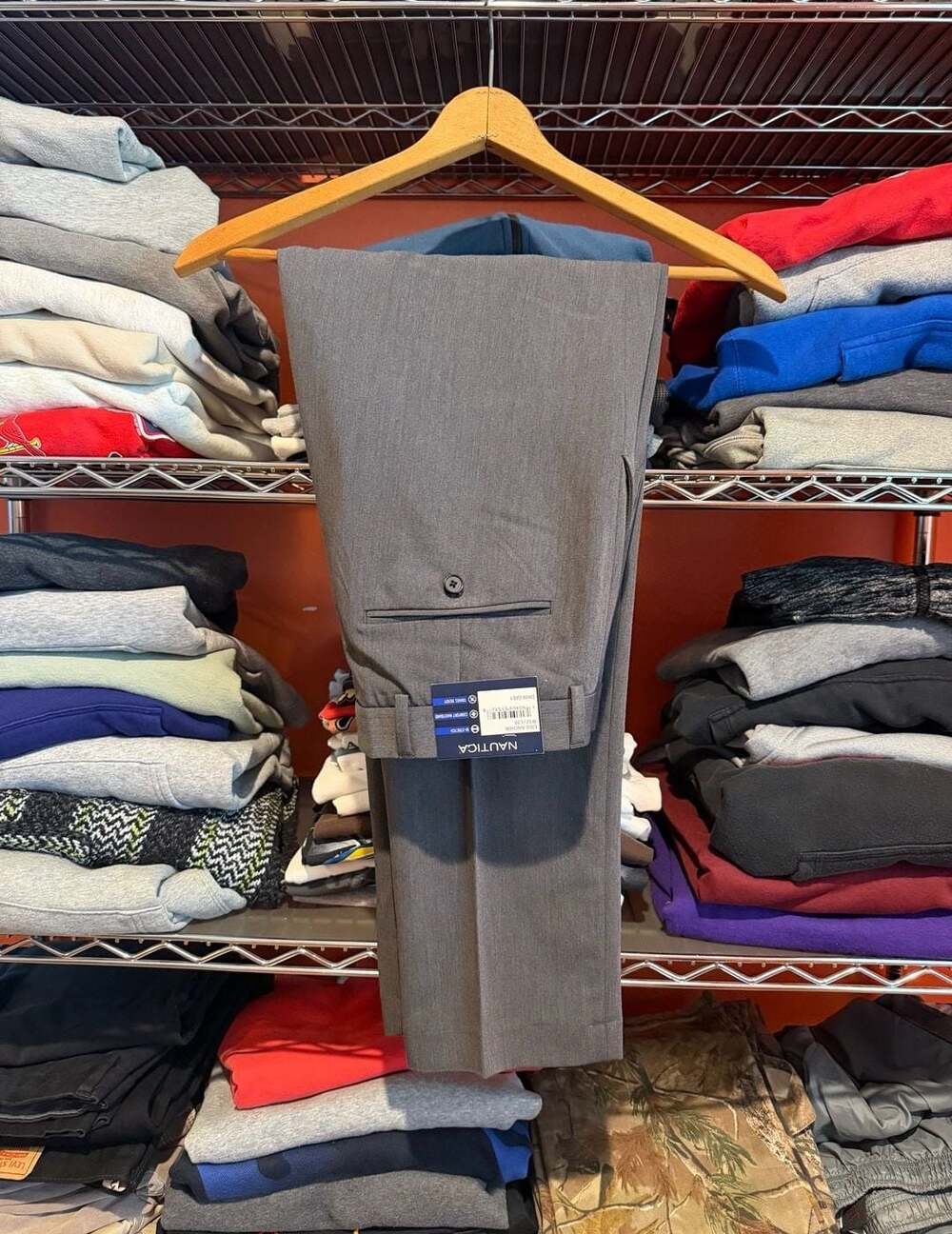 Nautica Anchor Bi-Stretch Dark Grey Dress Pants W32 L30 NWT